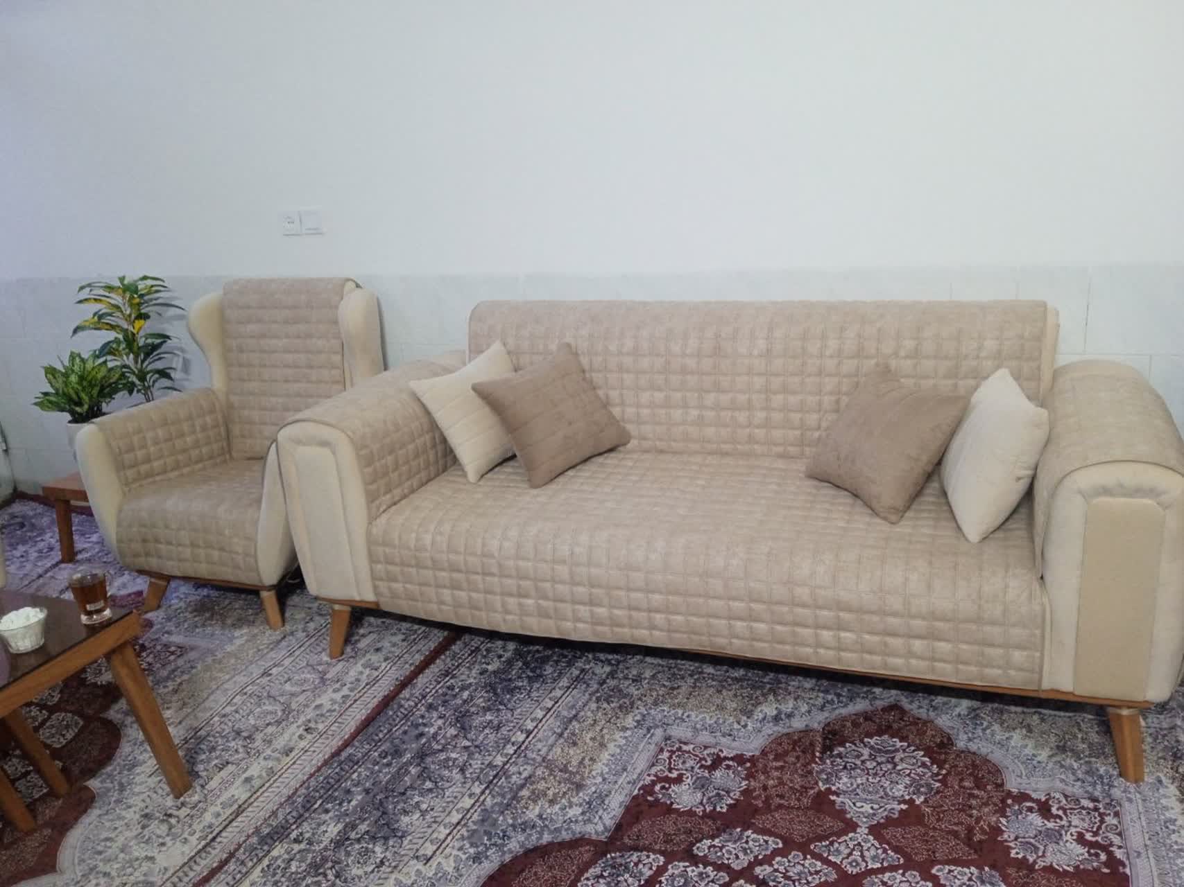 کاور مطلسه دوخت سفارشی برایه مبل راحتی ۷و۸ نفره